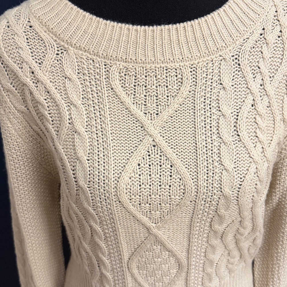 Lucky Brand Cream Cable Knit Sweater Dress Size M - Picture 5 of 8